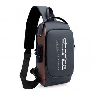 Storite Sling Bag for Men Stylish Crossbody Backpack (Grey Brown - 17 x 9 x 32 Cm)