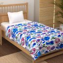 Story@Home Cotton Floral Pattern Reversible Single Blanket/Duvet/Comforter/AC Dohar (56 x 86 Inches, White and Blue)...