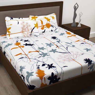 Story@Home 186 TC Floral 100% Cotton 186 TC Double Bedsheet 1 Queen Size Bedsheet with 2 Pillow Covers