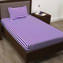 Story@Home 208 TC Spark Solid Stripe Cotton Single Bed Bedsheet with 1 Pillow Cover (Purple)...