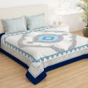 Story@Home 210 TC Rajasthani Print Cotton Feel bedsheet for Double Bed with 2 King Size Pillow Cover (225 CMX 250 CM)- White...