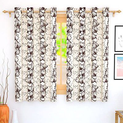 Story@Home Blackout Kitchen Plain Compass Curtain Thermal Insulated Floral Pattern 1 Piece Window Curtains 5 Feet for Bedroom (Coffee Brown Color)