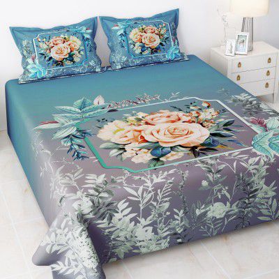 Story@Home Classic Rose Bouquet Ombre 7D Bedsheet for King Bed  | Perfect for Gifting