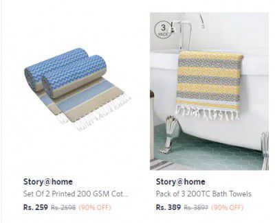 Story@home Cotton Bath Towels 90% off
