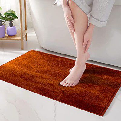 Story@Home Designer Soft Velvet Plush Polyester Doormat, Anti Skid Doormat for Home Entrance with Rubber Backing,61x41 CMS, Orange