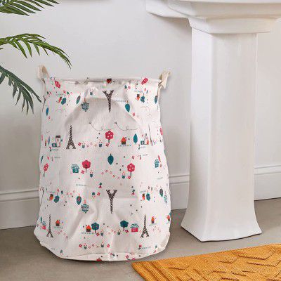 Story@home European Style Multipurpose Round Shape Foldable Open Laundry Bag Basket with Carry Handle (Beige)