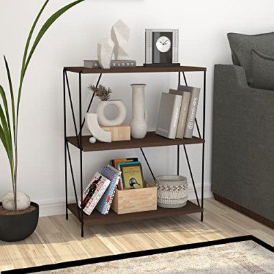 Story@Home Lazywud Collection Do-It-Yourself 3 Tier Book Shelf, Book Stand for Living Room, Kids Room and Study Room, (Walnut Finish)