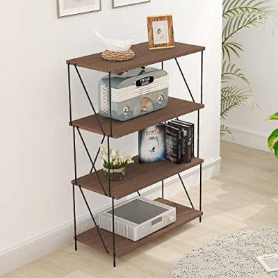 Story@Home Lazywud Collection Do-It-Yourself Cabinet 4 Tier Wire Cabinet Organiser for Kids Room, Kitchen Organizer, Bed Room, Study Room, (Walnut Finish)