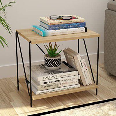 Story@Home Lazywud Collection Do-It-Yourself String Rack 2 Tier Bed Side Table for Bedroom and Corner Table for Living Room, Kids Room and Study Room, (Summer Oak Finish)