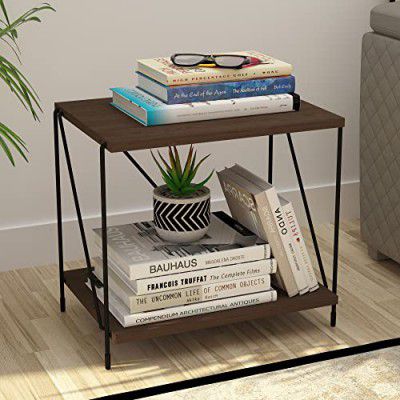 Story@Home Lazywud Collection Do-It-Yourself String Rack 2 Tier Bed Side Table for Bedroom and Corner Table for Living Room, Kids Room and Study Room, (Walnut Finish)