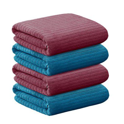 Story@Home Microfiber Hand Towel, Soft And Durable Travel Use 400Gsm- 60Cm X 40Cm-Combo, Pink Blue