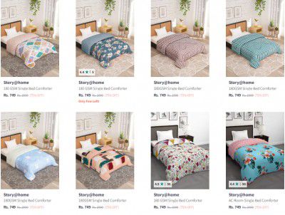 Story@home Microfiber Single Bed Comforter Starts ₹509