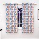 Story@Home Nature Collection Printed 2 PCs Polyetser Eyelet Ringtop Printed Window Curtains, Blue & Brown - 5 feet...