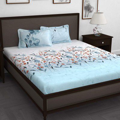 Story@Home Premium Forever Modern Style Fine Cotton Floral Luxurious Beautiful Soft Comfort Designer Floral Pattern 1 King Size Bed bedsheet and 2 Cotton Pillow Cover 