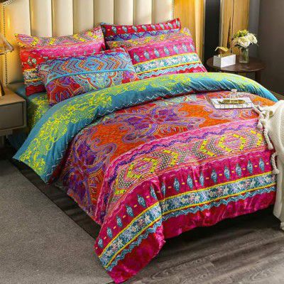 Story@Home Printed 240 TC All Season Boho Collection Double Bedsheet with 2 Pillow Covers