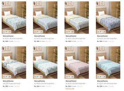 Story@home Printed Cotton Single Bed Dohar Minimum 70% Off
