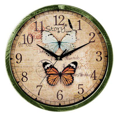 Story@Home Round Shape Wall Clock with Glass for Home/Kitchen/Living Room/Bedroom/Office (Multicolour)