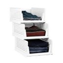 Story@Home Shirt Stacker 3-Piece Foldable Shirt Storage Organizer | Large Plastic Cloth Stacker for Wardrobes | Stackable Closet Organizer, White | Space-Saving Solution...