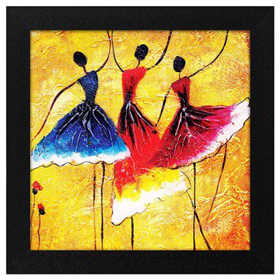 Story@Home Synthetic Wood Framed Beautiful Design Dancing Women Modern Wall Art Painting for Decorating