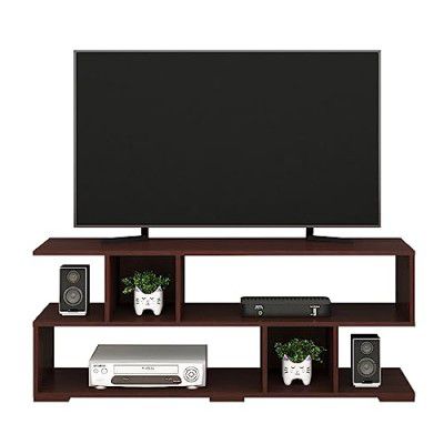 Story@Home TV Unit for Living Room Engineered Wood TV Stand with 6 Open Shelves TV Rack