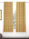 Story@home2 Pieces Beige & Brown Geometric Window Curtains...