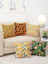 Story@home Yellow & Green 5 Pieces Floral Square Cushion Covers...
