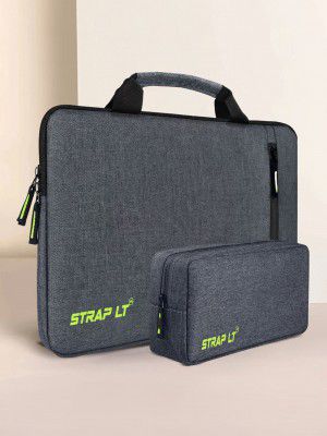 Strapit Pouch case cover with handle ( Grey, 16 Inch )