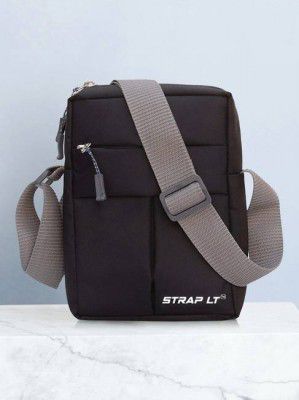 Straplt Black Men & Women Sling Bag - Medium Cross Body Messenger