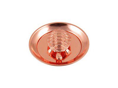 Strata Furniture Copper Polished Vastu Tortoise With Plate Best Gift - 1.18X2.76 Inch