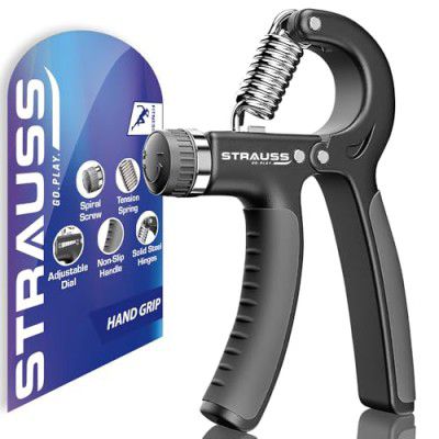 Strauss Adjustable Hand Grip| Adjustable Resistance (10KG - 40KG) | Hand Gripper for Home & Gym Workouts | Perfect for Finger & Forearm Hand Exercises & Strength Building for Men & Women (Black)