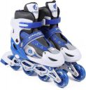 Strauss Adjustable Inline Skates (Vortex) | Skating Shoes | PU 4 Wheels with Light | In-line Skates - Size UK (7-11) UK  (Blue, White)...