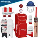Strauss Cricket Kit | Full Size | Color: Red | Right Handed Complete Set of 9 Cricket Kit...
