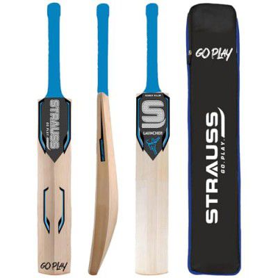 Strauss Launcher Cricket Bat | Kashmir Willow | Cricket Bat with Grip for Gully Cricket & Tournament Match | Standard Tennis Ball Bat for Cricket | Size: 4 (700-800 Grams)
