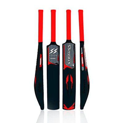 Strauss Rebel Cricket Bat | Full Size | Dimensions: 34 X 4.5 inch | Heavy Duty Hard Plastic Cricket Bat | for All Age Groups | Tennis & Synthetic Ball Cricket Bat | Tennis Cricket Bat,(Black)