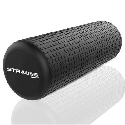 Strauss Yoga Foam Roller | Deep Tissue Massage Roller for Knee Exercise, Muscles Recovery & Physiotherapy | 30cm