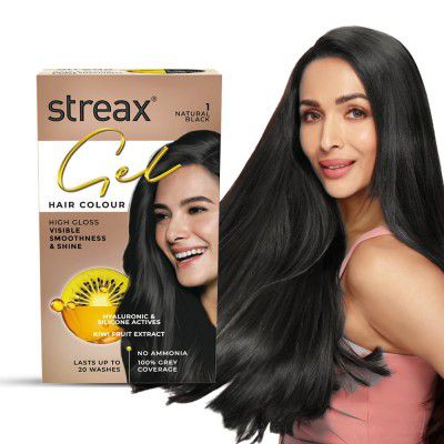 Streax Gel Hair Colour for women, Natural Black - 150 ml