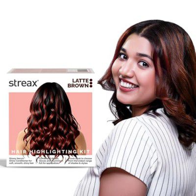 Streax Hair Colour Highlight Kit - Latte Brown I Enriched with Walnut & Argan Oil I For Women | Rich, vibrant, Easy to use, DIY Application