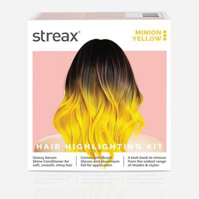 Streax Hair Colour Highlight Kit |Yellow Hair Colour, Minion Yellow