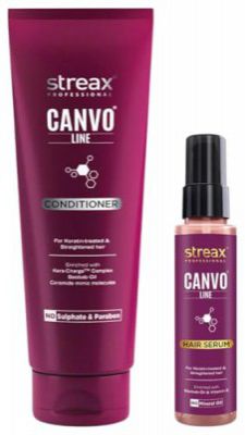 Streax Professional Canvoline Hair Serum for women - 240 gm | For Straight & Silky hair | 100 ml Canvoline Straightening Post Care Conditioner for Women's| 