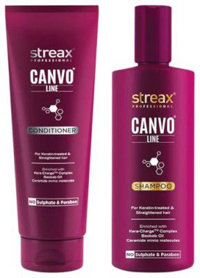 Streax Professional Canvoline Straightening Post Care Shampoo for Women - 300ml Canvoline Straightening Post Care Conditioner for Women's - 240 gm