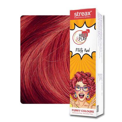  Streax Professional Hold and Play Funky Colours, Hair Color - 100g  ( Flirty Red )