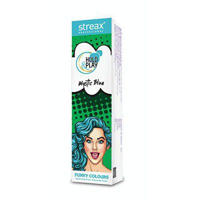 Streax Professional Hold & Play Funky Colours Hair Color - 100g | Mystic Blue
