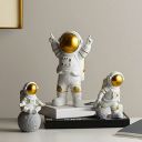 Street27® Resin Astronaut Spaceman Statue Ornament Home Office Desktop Figurine Decors Set of 3 - Golden...