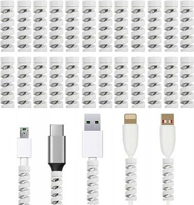 STRIFF 24 Pieces Highly Flexible Silicone Micro USB Protector, Mouse Cable Protector, Suit for All Cell Phones, Computers and Chargers (White)