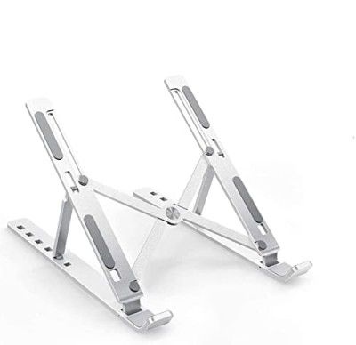 STRIFF Laptop Tabletop Stand, Fold-Up, Adjustable, Ventilated, Up To 15.6-Inch Laptop, All Mac, Tab, And Mobile (Silver)