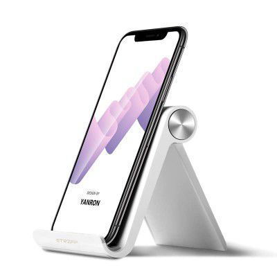 STRIFF Multi Angle Mobile/Tablet Stand. Phone Holder for iPhone, Android, Samsung, OnePlus, Xiaomi. Portable,Foldable Cell Phone Stand.Perfect for Bed,Office, Home,Gift and Desktop (White)
