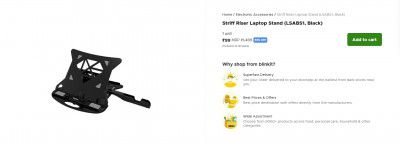 Striff Riser Laptop Stand (LSABS1, Black)