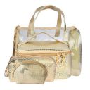 STRIPES® Travel Cosmetic Bag - 4 in 1-Set Makeup and Toiletries Bag for Travelers, Clear Vanity Pouch Organizer with Handle ...