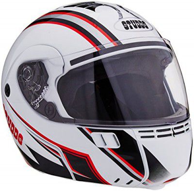 Studds Ninja 3G D4 Flip Up Full Face Helmet (White and Red, L)