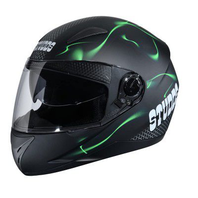 Studds SHIFTER D5 Decor Full Face Helmet (Matt Black and Green, XL)